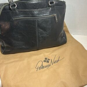 Patricia Nash Heritage Black Leather Poppy Tote/Purse 15”x11”x4”W/Dust Bag 
EUC